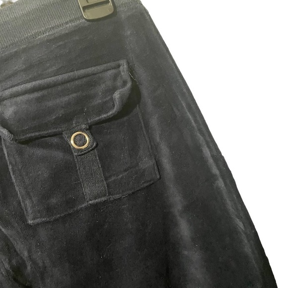 Apollo Y2K Navy Blue Velvet Velour Drawstring Pants w/Button Pockets - Picture 4 of 5